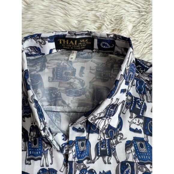 Vintage Thai Silk Elephant Button Up size L - Picture 5 of 7